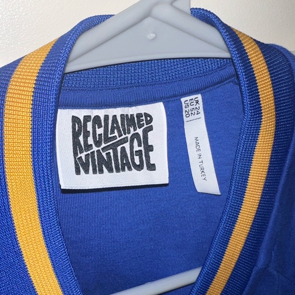 Reclaimed Vintage Letterman Jacket US Size 20 Royal Blue Yellow Unisex - Picture 3 of 6